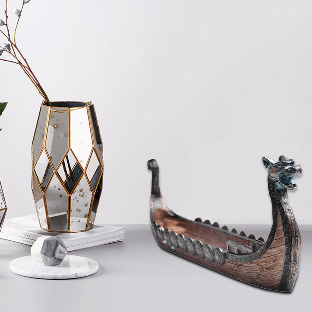 Resin Viking Ships Incense Stick Holder Retro Ships Ornament Exquisite Beautiful Home Decoration Ornaments — image 3