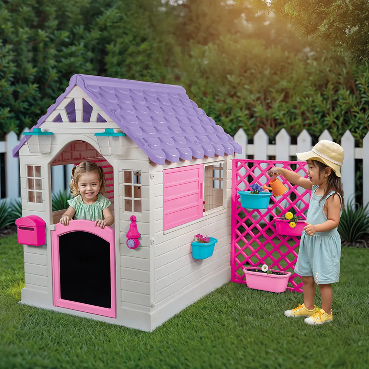 Lifespan Kids Garden Playhouse with Pink Fence — image 2