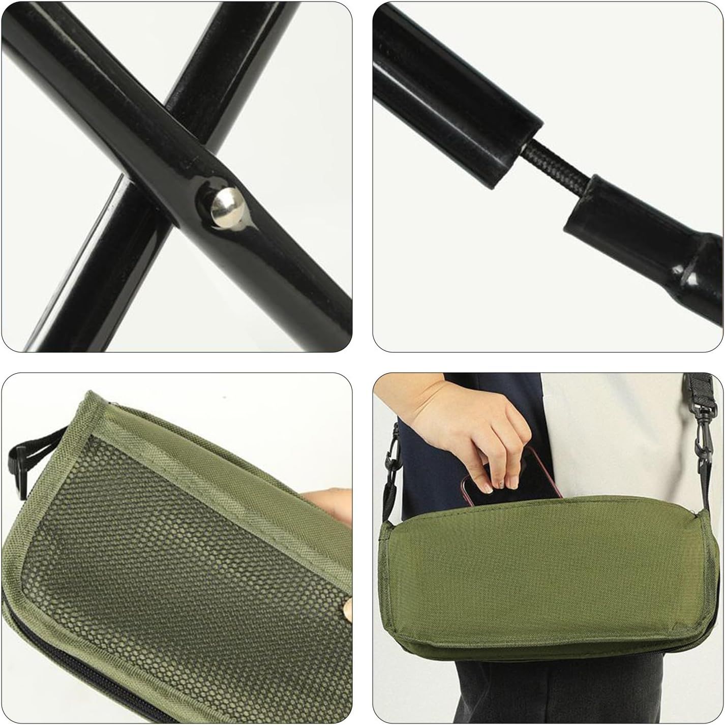 Outdoor Backpack Folding Stool, Pencil Case Stool, Portable Lightweight Camping Gear, Sports Folding Chair, Handbag Stool(Crossbody Bag Stool | Black) — image 6