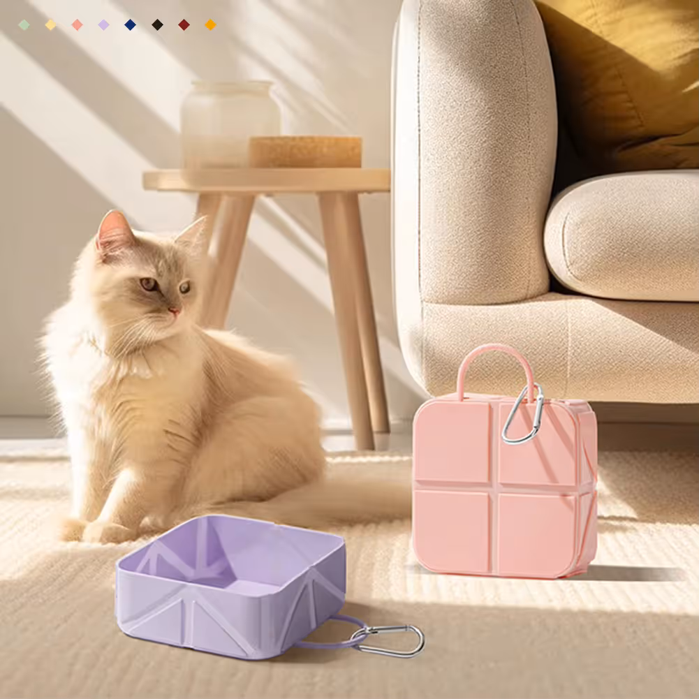2-Pack Pink Portable Silicone Pet Travel Bowl - Foldable Outdoor Water & Food Dish for Dogs & Cats - Eco-Friendly, Lightweight & Durable with Aluminum — image 2