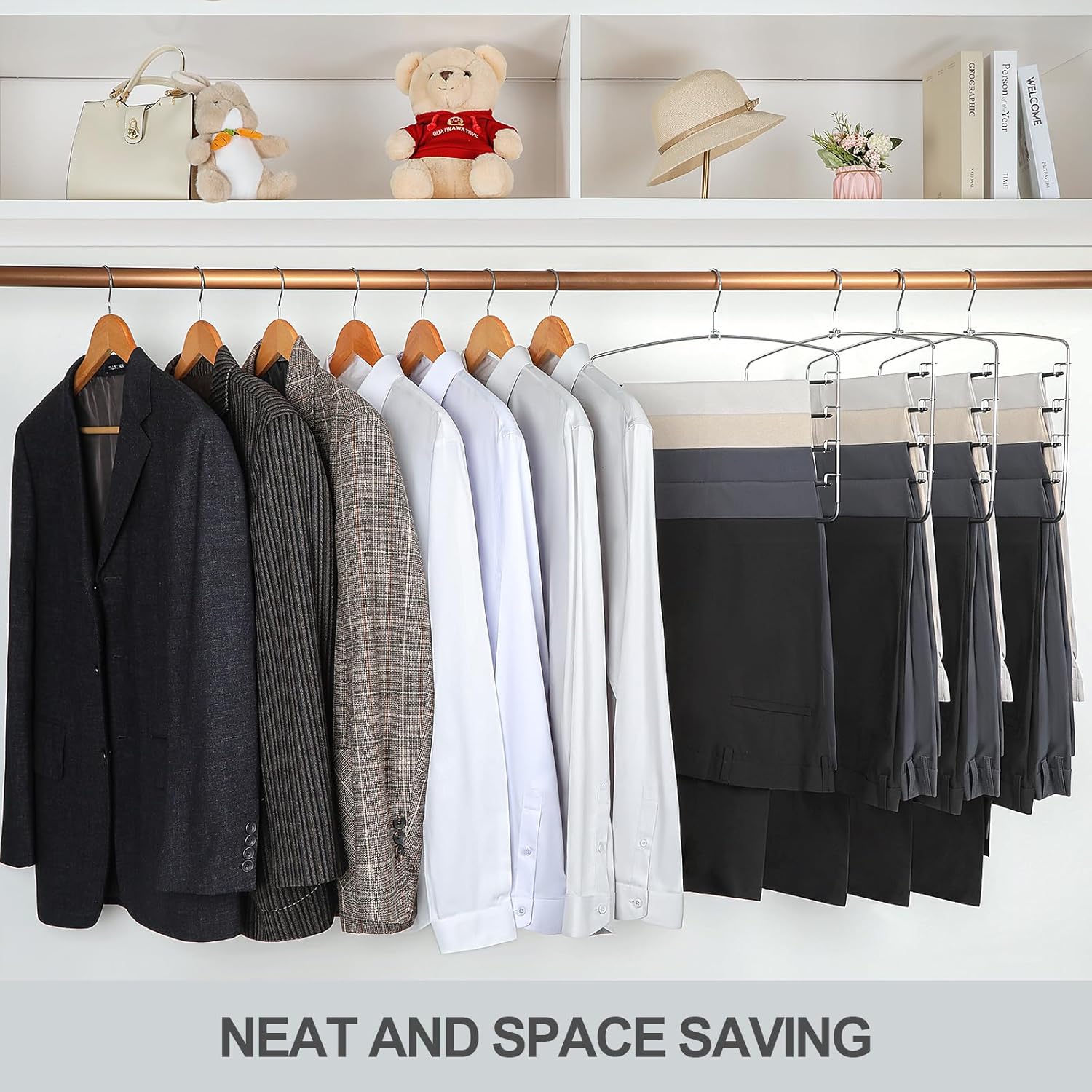 TOPIA HANGER Pant Hangers Space Saving 3 Pack Yoga Pants Leggings Hangers for Closet Non Slip 5 Tier Swing Arm Hanger Organizer for Pants Yoga Pants Leggings — image 5