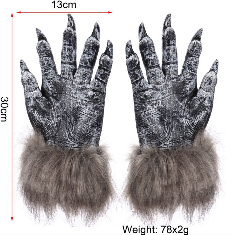 Halloween Costume Animal Paw Gloves Hairy Bear Wolf Gorilla Monster Claws Role Play Themed Party Costume Gloves — image 4