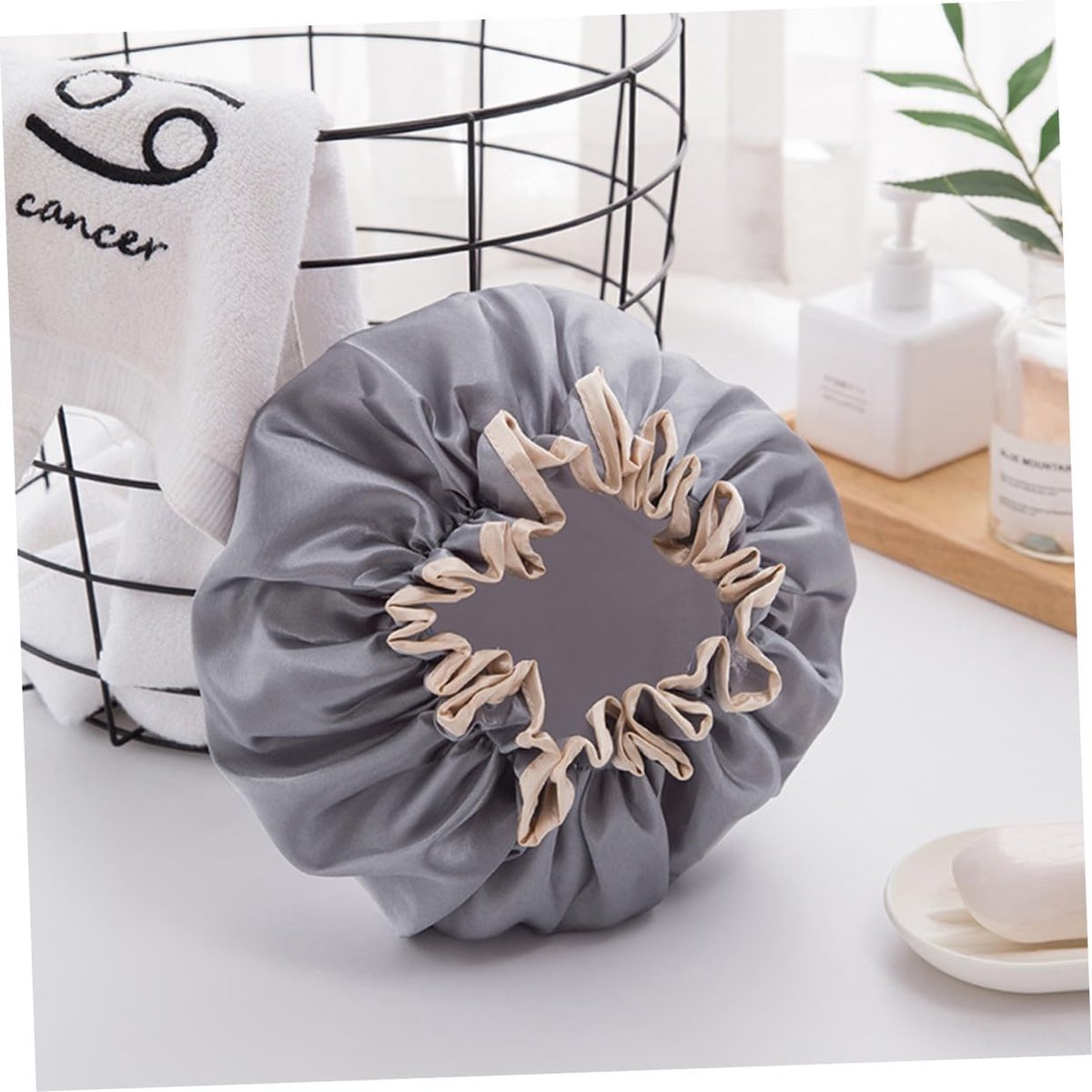 Four-Piece Double Layer Shower Cap Set - Hair Salon - Shower Cap Cover - Kitchen Cap - Pink - Gray - Brown - Light Pink - Women's Essential Bathroom Supplies — image 3