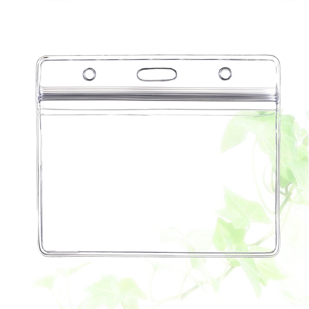 10pcs Transparent Waterproof Business ID Badge Holder for Office School (Horizontal Pattern) 10pcs Transparent โ image 5