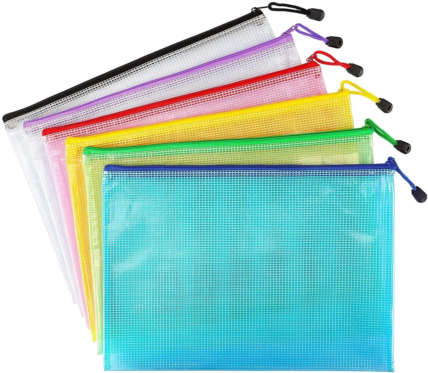 6 Pack Mesh Zipper Pouch Bags Waterproof Zip File Folders for Office Organization and Travel Storage Colorful, Waterproof Design โ image 2