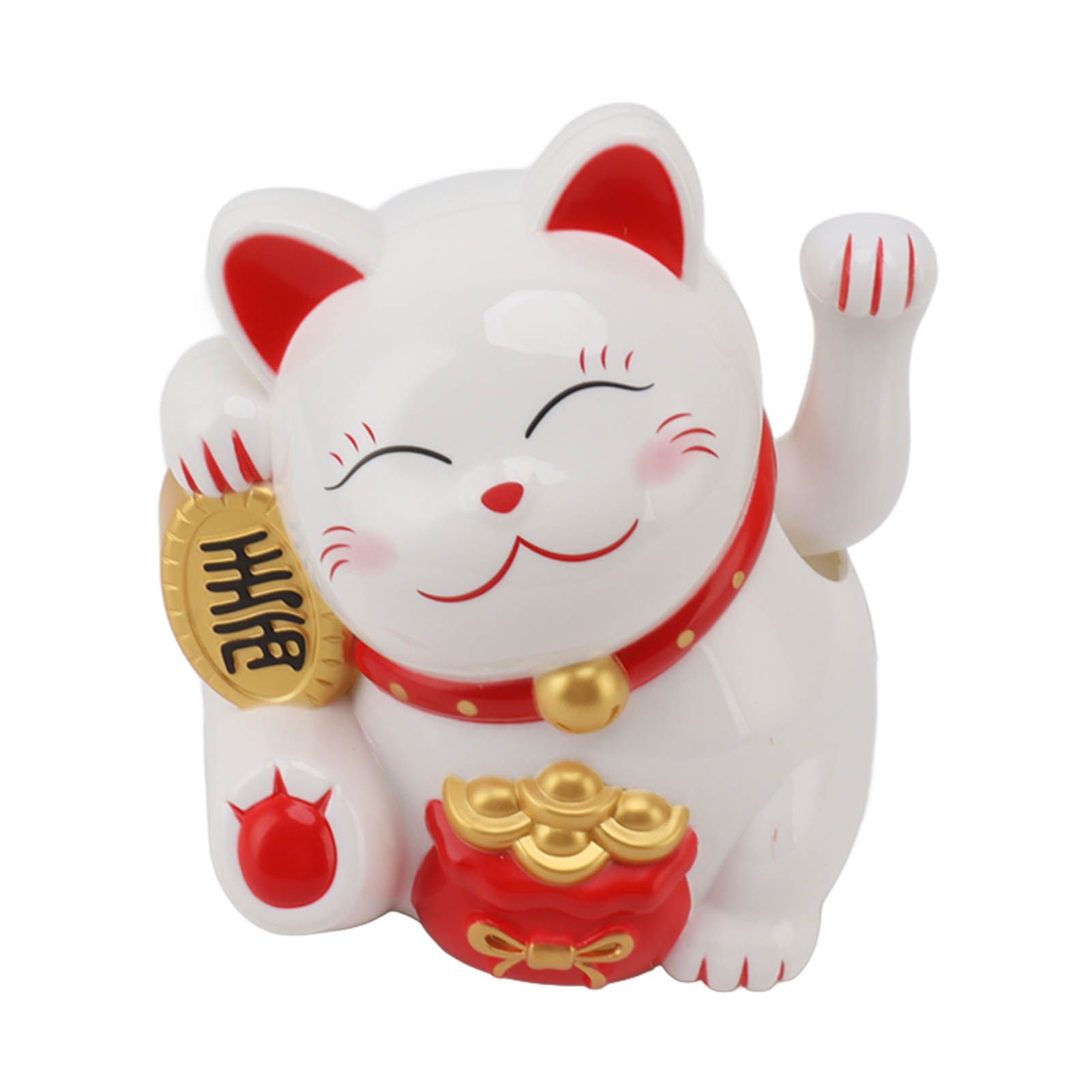 5.5in Electric Waving Arm Fortune Cat Decorative Cute Plastic Cat Ornaments for Cashier Desk MLY11020-1 White — image 4