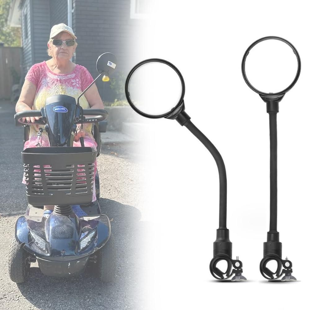 2 Pack 360° Rotating Wide Angle Rearview Mirror for Mobility Scooters and Wheelchairs (Black) — image 6