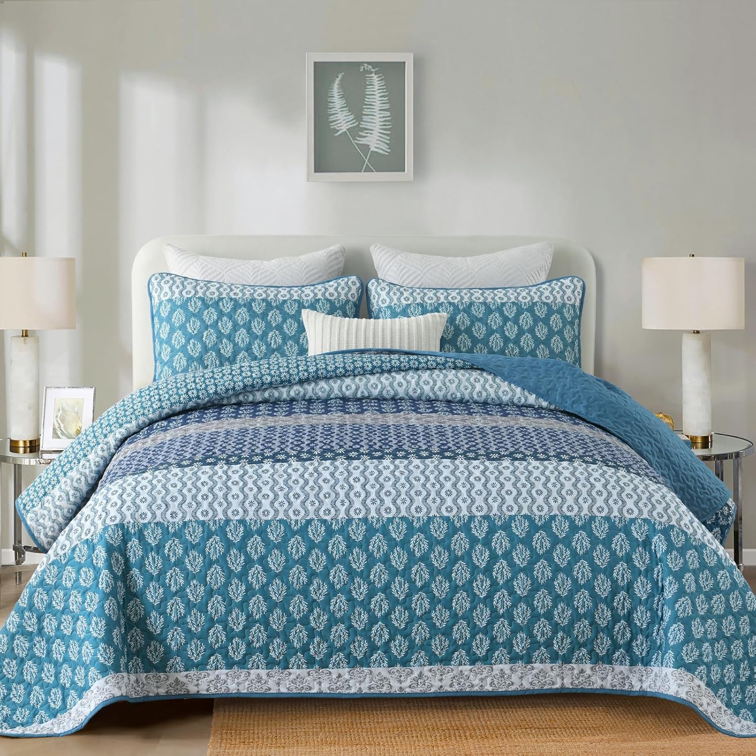 Classic Hydrangea Soft Quilted 3 Pc Bedspread & Pillow Cover Set โ image 2