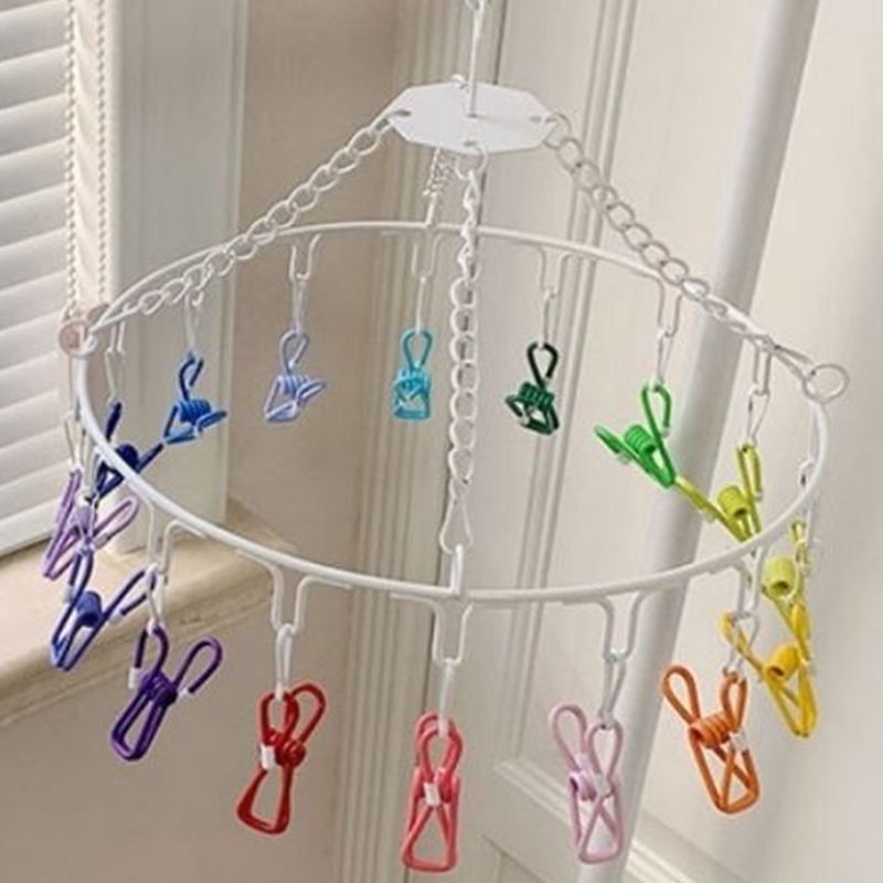 Clips Laundry Rack Dormitory Clamp Circular Clothes Drying Non Drop Multi Function Candy Color 16 Clip — image 2