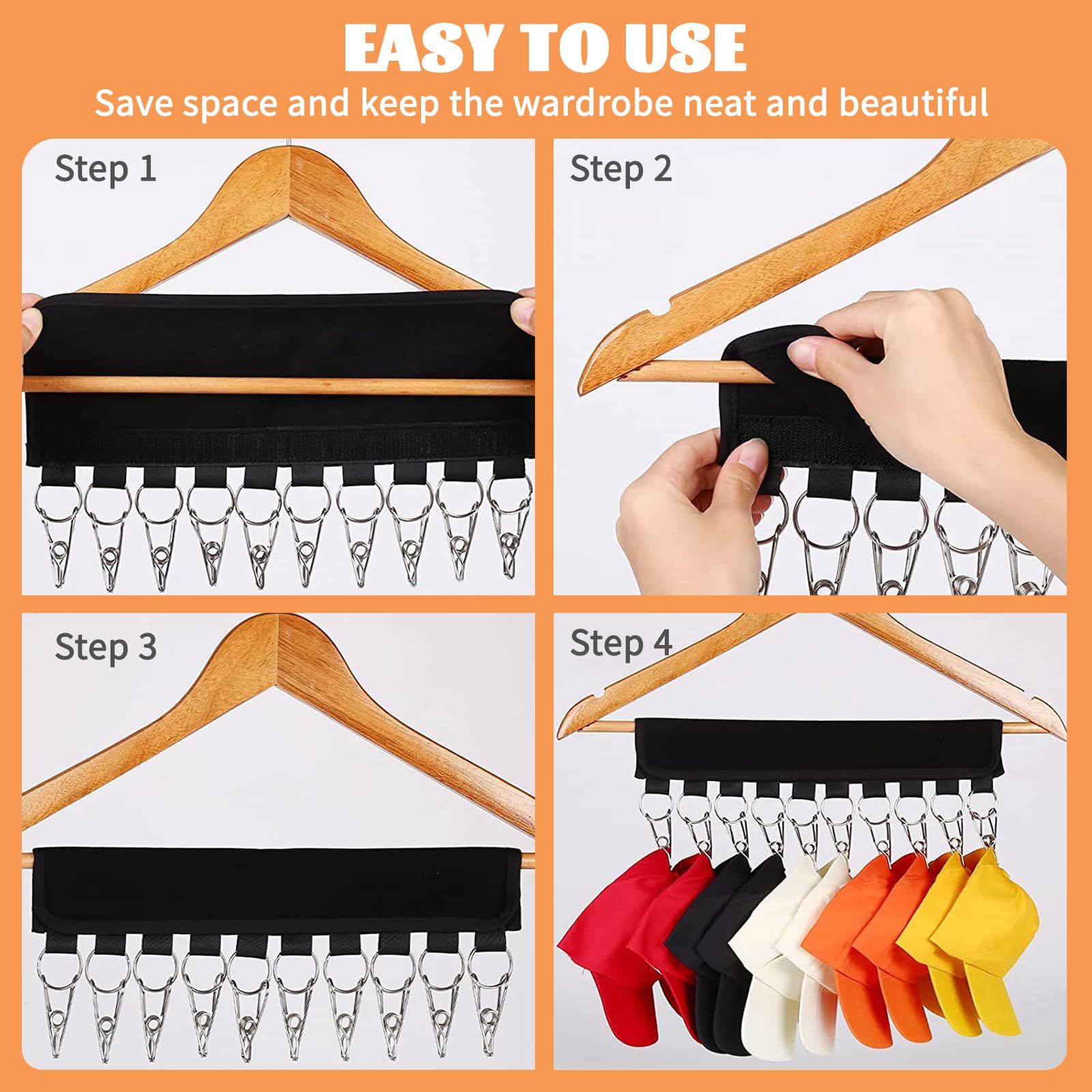 Hat Organizer Holder for Baseball Caps,for Hang Ball Caps & Accessories, Fits All Hangers, Men Women Gift — image 4