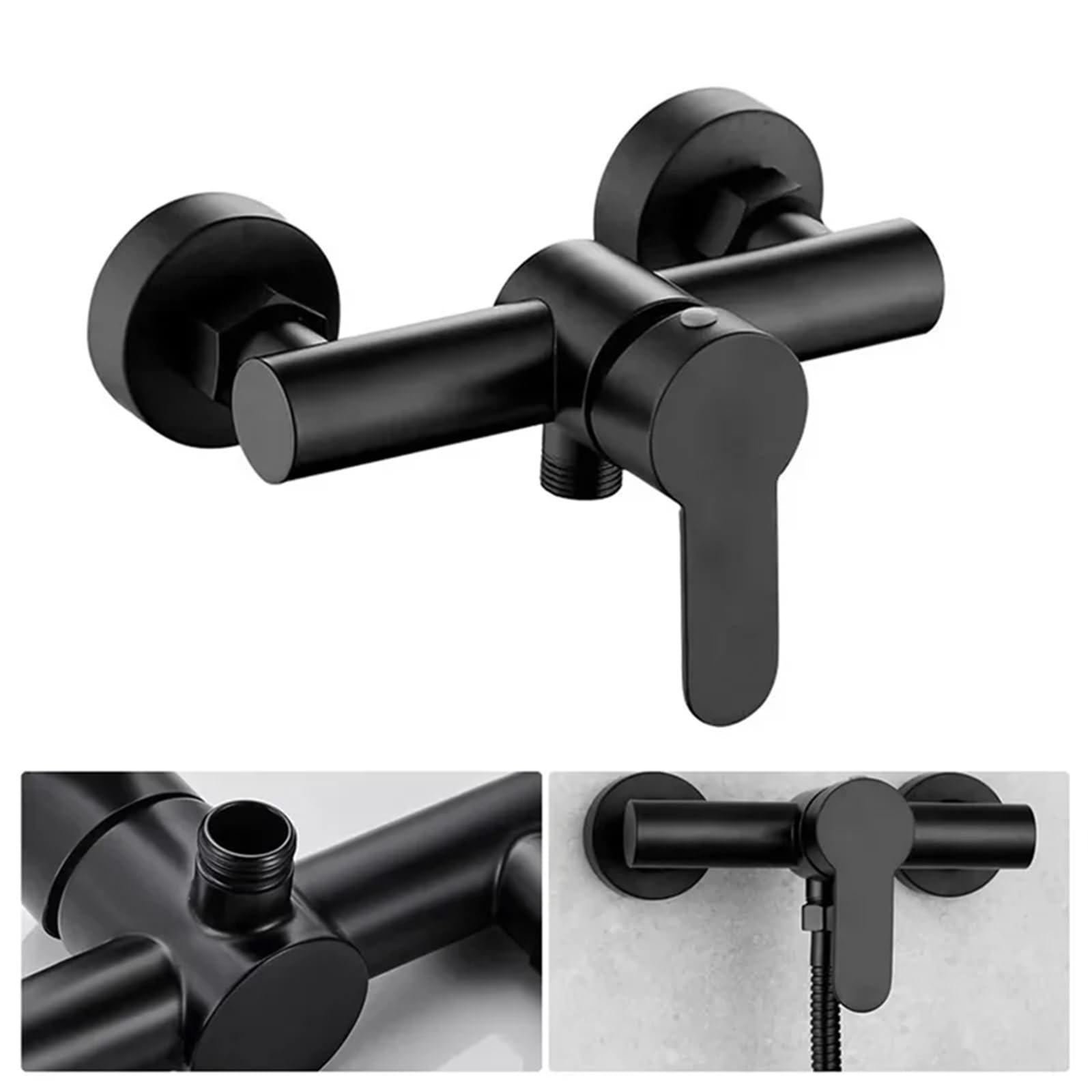 Wall-Mounted Shower Mixer Tap with Single Lever Control for Bathroom Shower Systems, Durable Metal Finish and Easy Use, Black — image 6