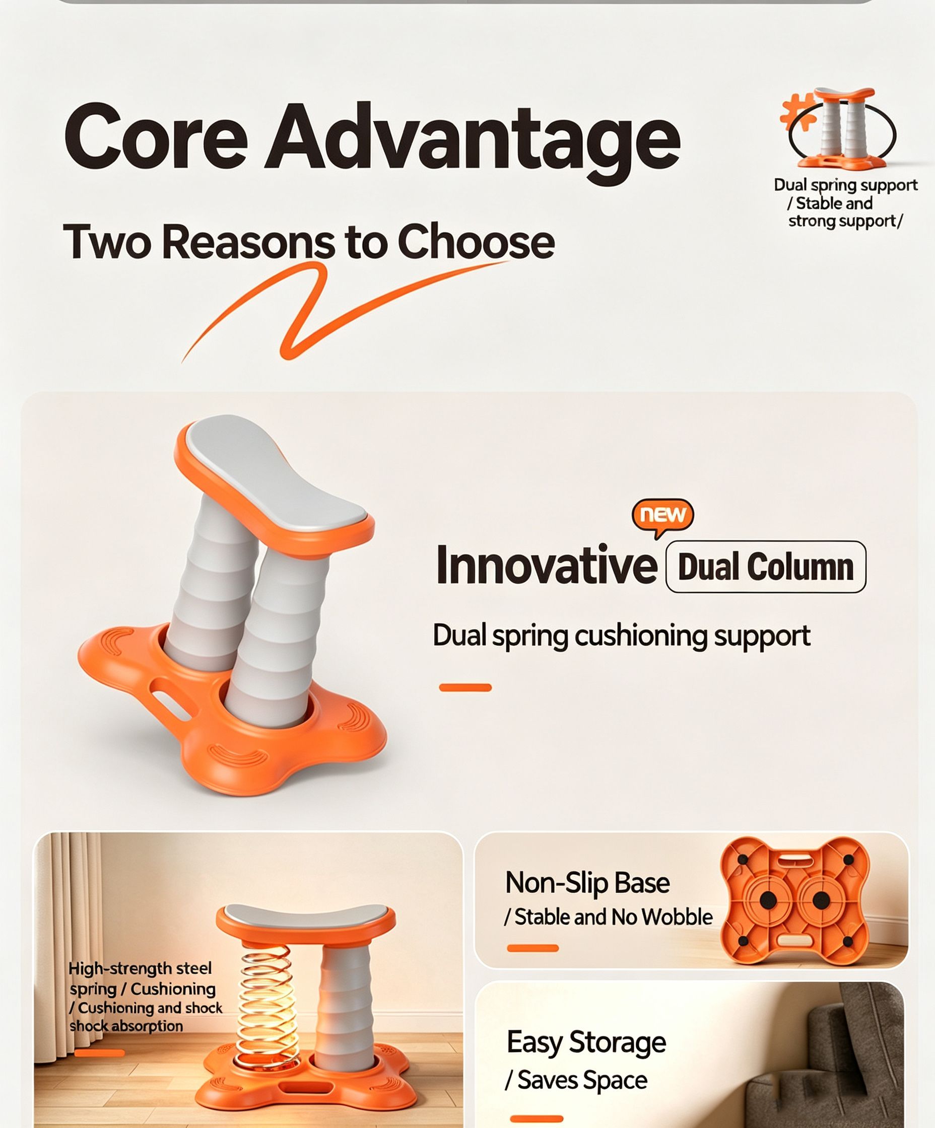 Push up double column double spring support assist device,black — image 6