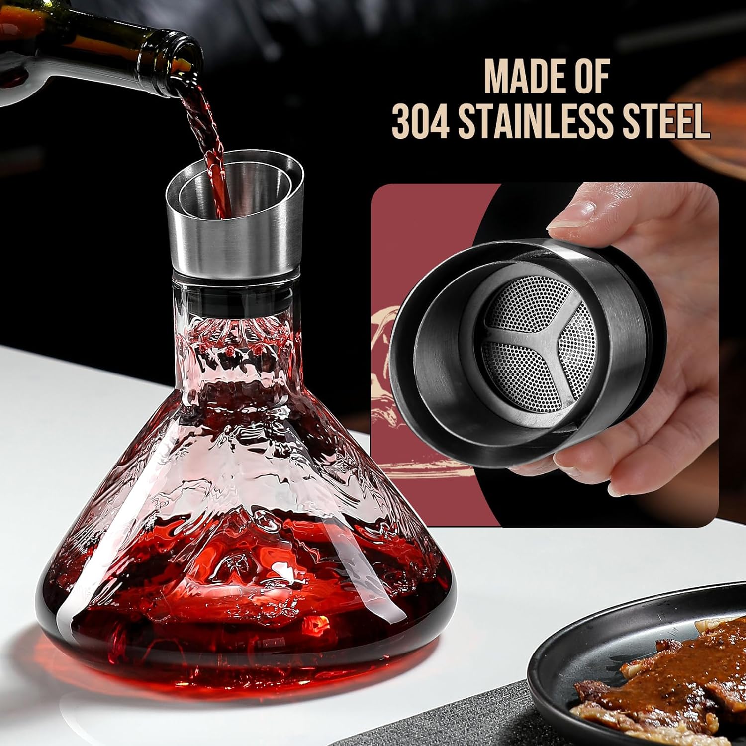CARLA HOME Iceberg Wine Decanter with Aerator Filter and Lid — image 6