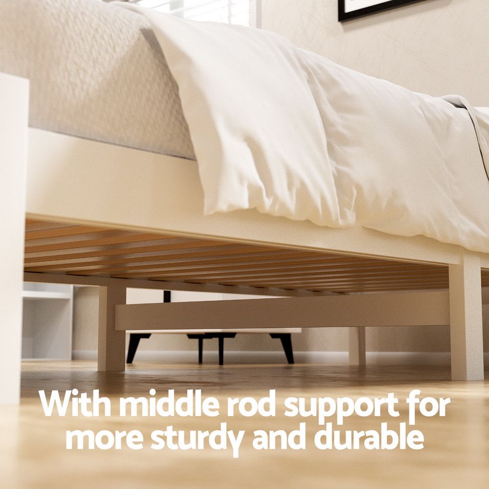 Artiss Bed Frame King Single Size Wooden Platform with 2 Storage Drawers White β image 4