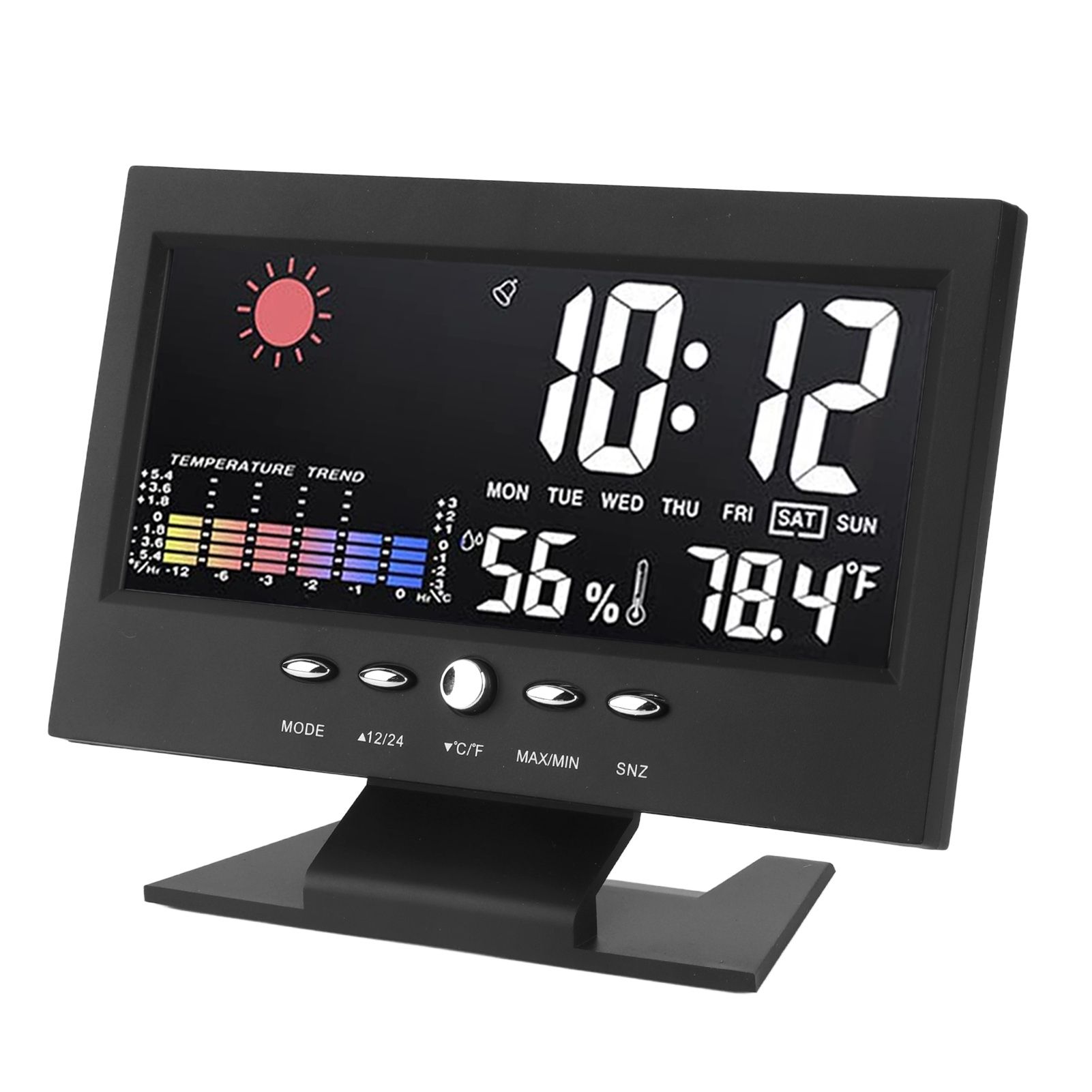 Weather Forecast Clock ABS LED Color Screen Multifunctional Temperature Humidity Alarm Clock Black โ image 6