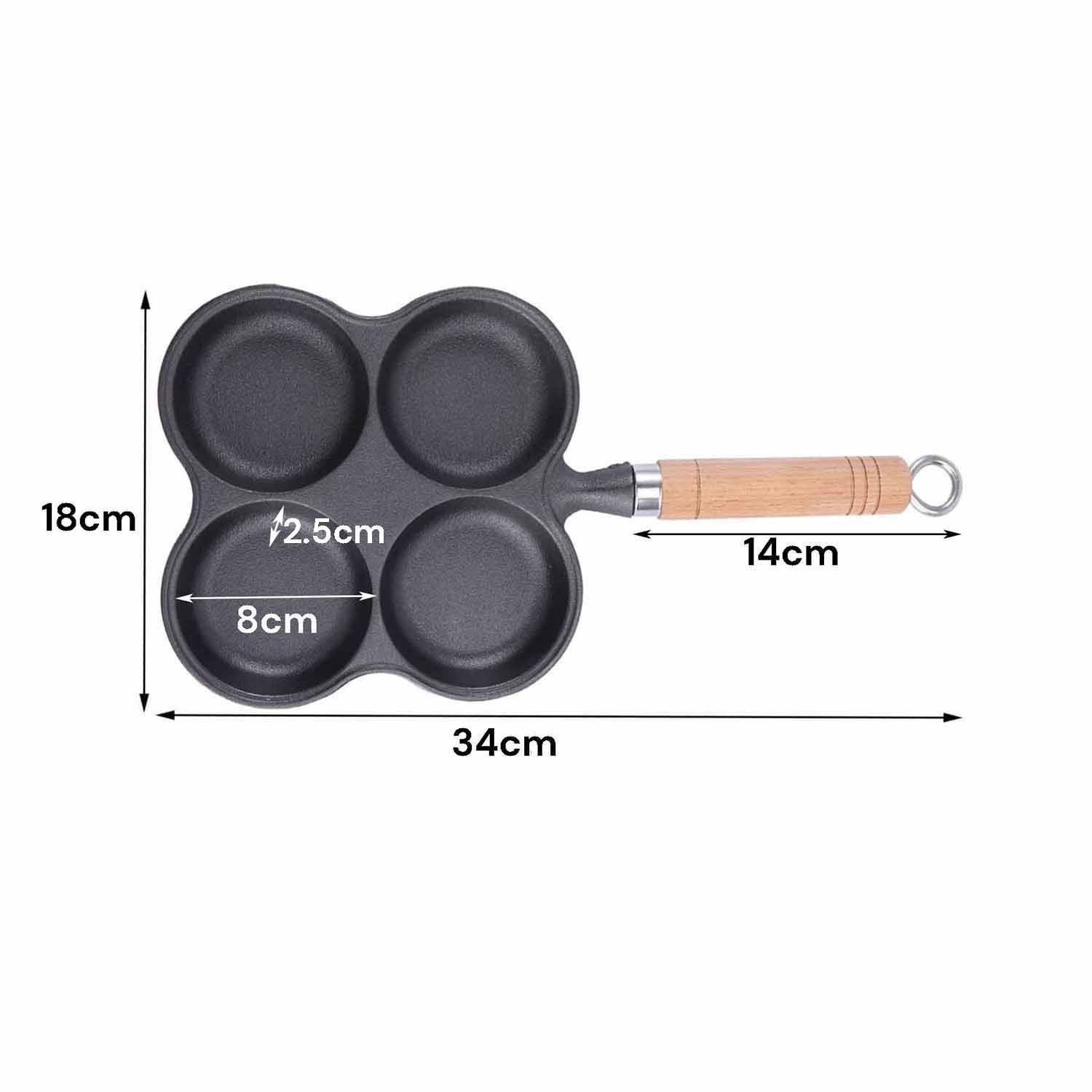 4 Cup Cast Iron Egg Frying Pan Divided Egg Skillet Pan Fried Egg Pan Cooker Pancake Egg Fryer โ image 2