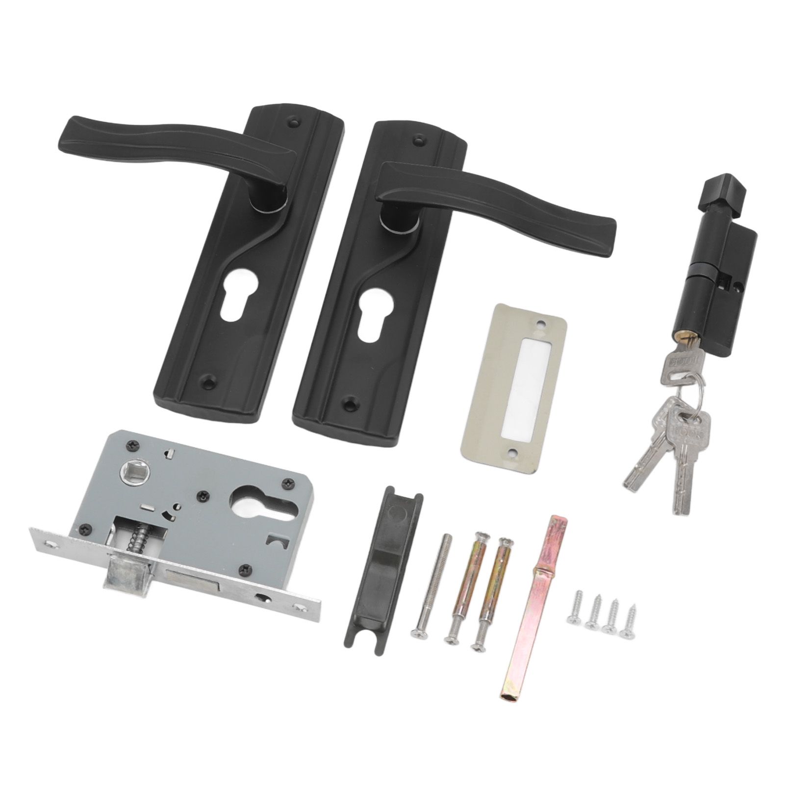 Door Handle Lock Manganese Steel Silent Bearing Universal Door Lever Lock Set with Keys for Home Bedroom Black — image 2