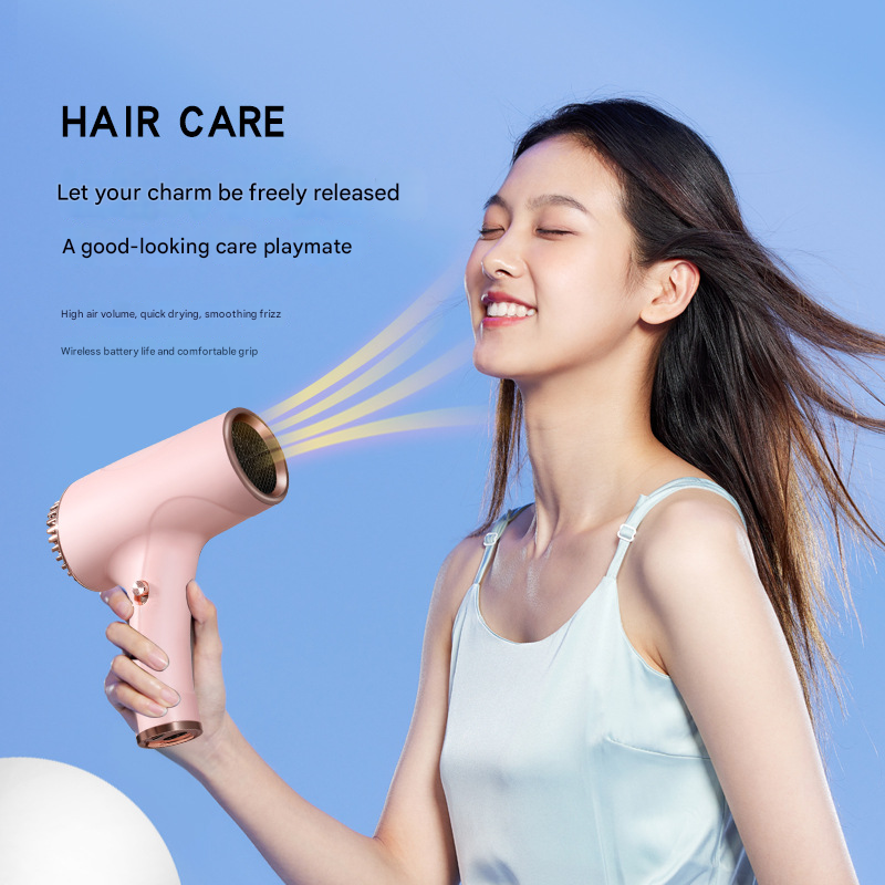 Green Ultra-Lightweight Ionic Cordless Hair Dryer, USB Rechargeable Portable Blow Dryer with Cool Air for Travel & Home — image 3