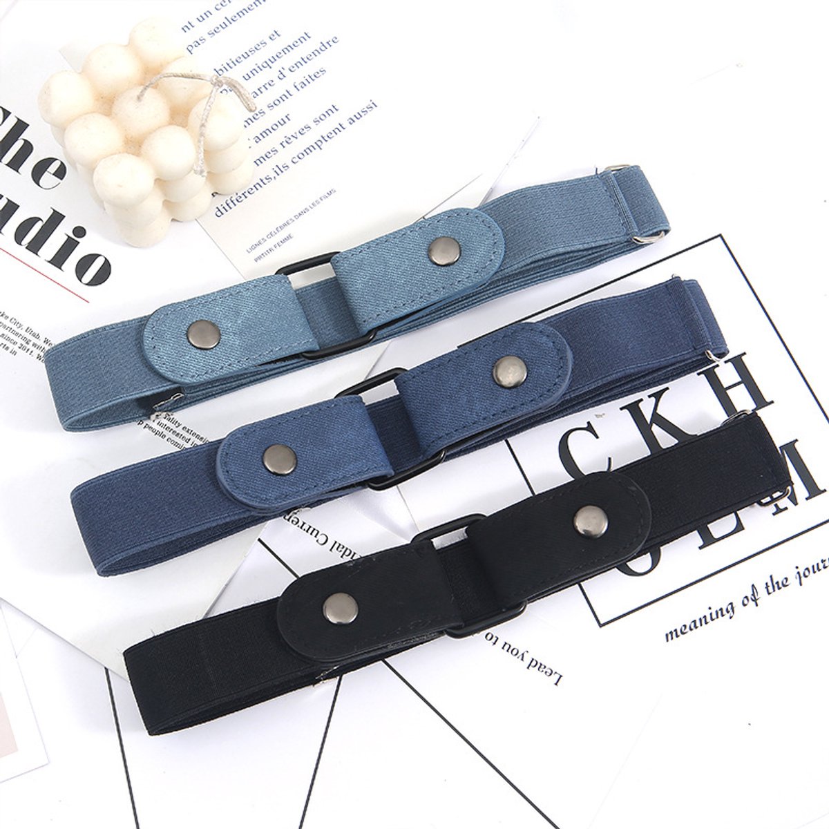 Buckle-Free Belt - 4 Pieces - Elastic Belt Without Buckle - PU - Buckle-Free & Elastic Belt for Women & Men - Buckle-Free Belt - Belt Without Holes - Suitable β image 2