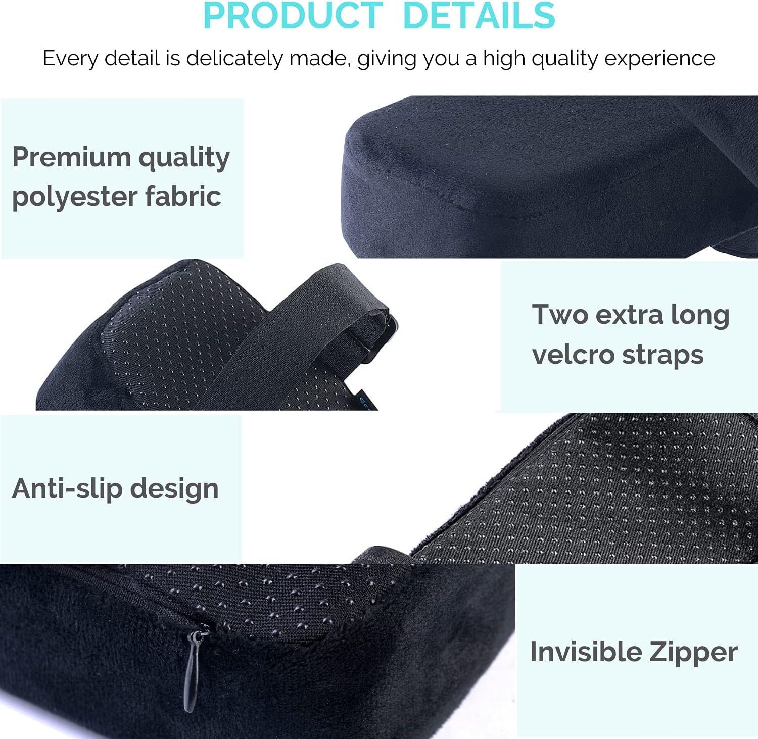 Extra Thick Chair armrest Cushions Elbow Pillow Pressure Relief Office Chair Gaming Chair armrest with Memory Foam armrest Pads 2-Piece Set of Chair (Black) — image 2