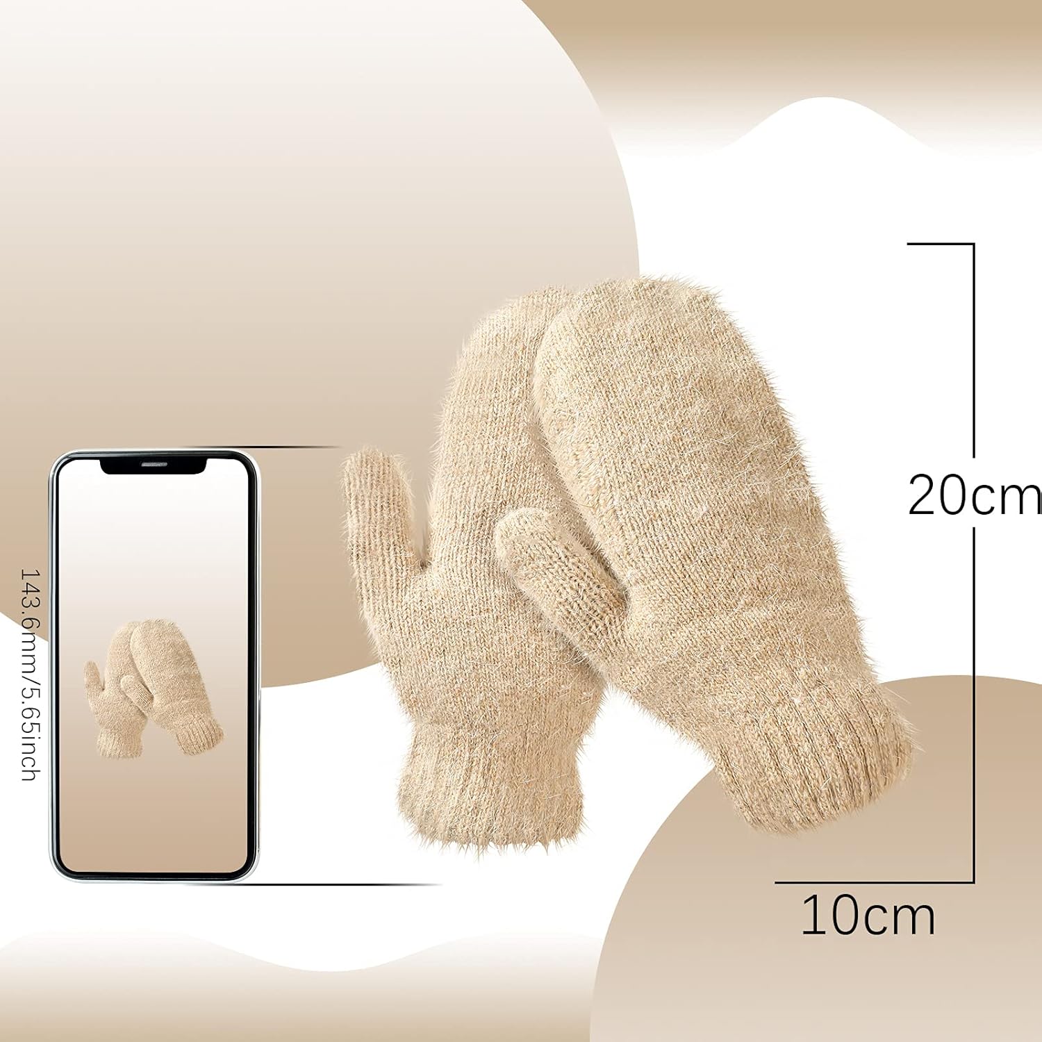 Women's Winter Mittens - Knitted Gloves, Warm Fleece & Double Wool — image 3