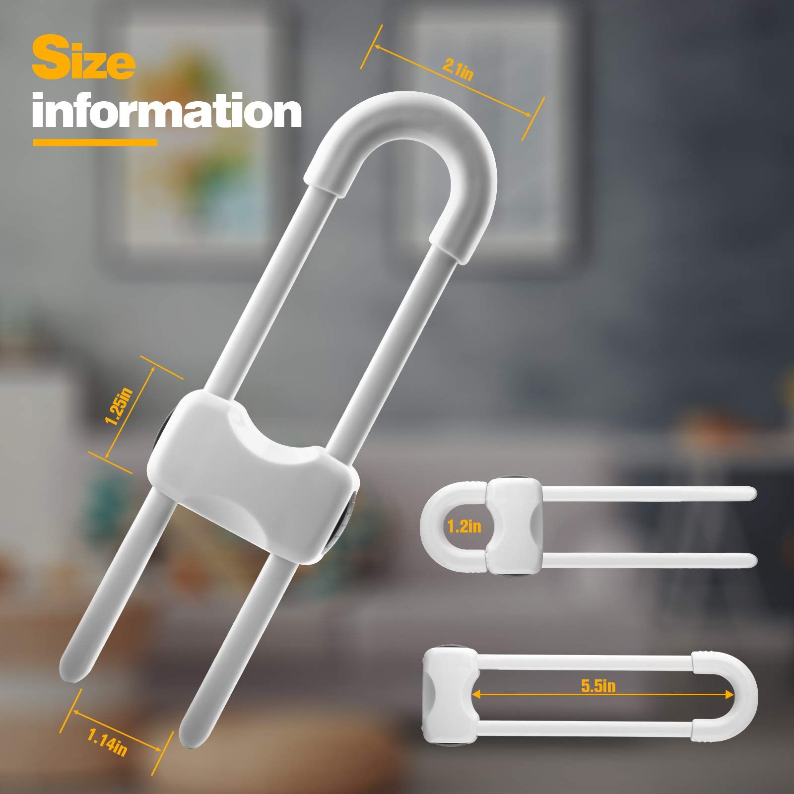 6PCS Cabinet Locks for Babies, Adjustable U-Shaped Child Safety Locks, Multifunctional Cabinet Handle Lock for Drawers Cabinets — image 4