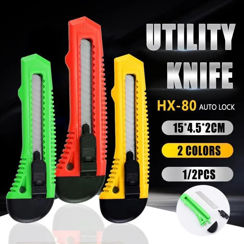 1/2/3PCS Utility Stanley Knife With Blades Blade Retractable Heavy Duty Box Cutter - Green-1PC — image 2