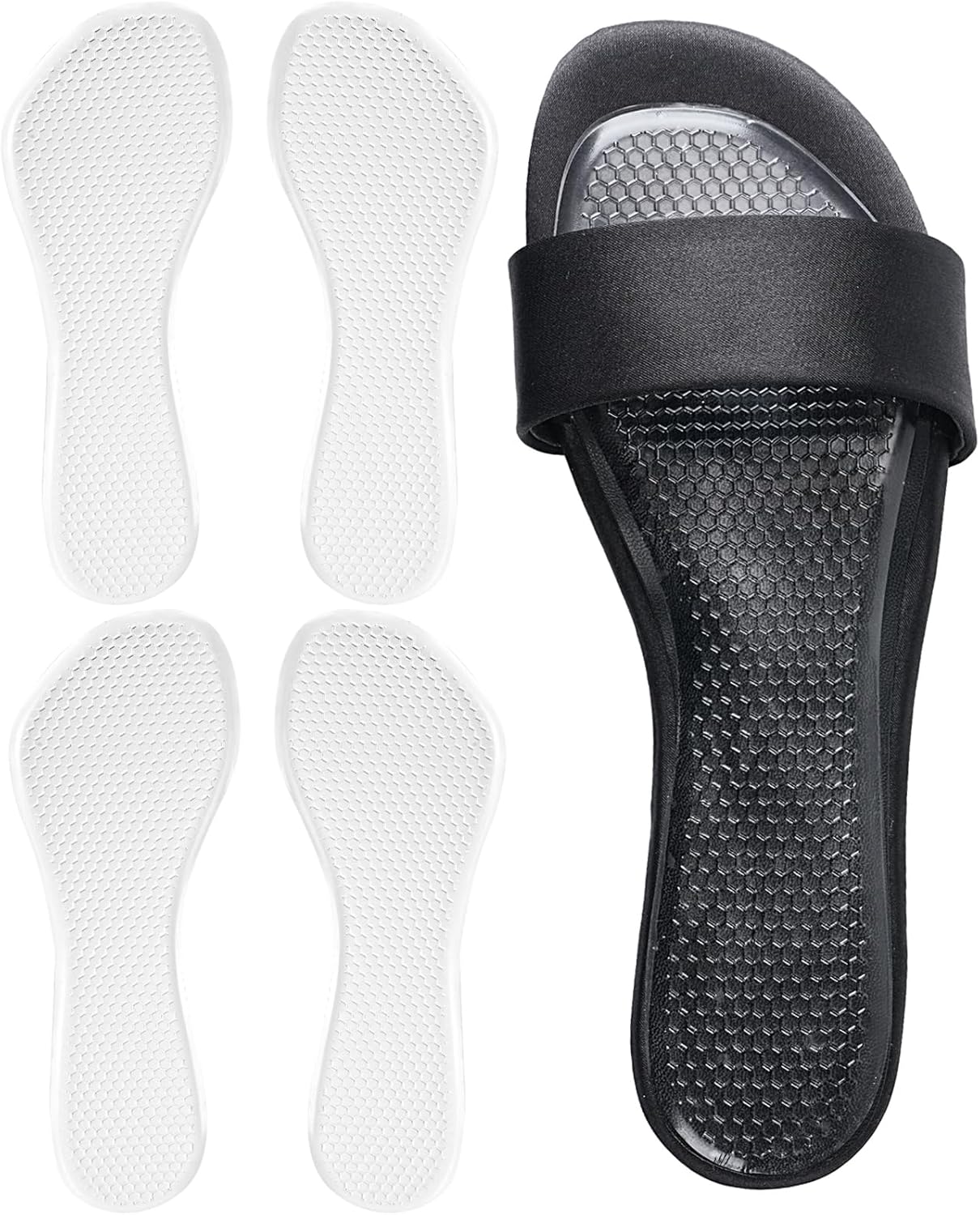 2 Pairs High Heel Inserts Women, Self-Adhesive Gel Sandal Inserts Insoles, New Anti Slip Design Comfort Insert, 3/4 Length Dress Shoe Inserts Pain Relief