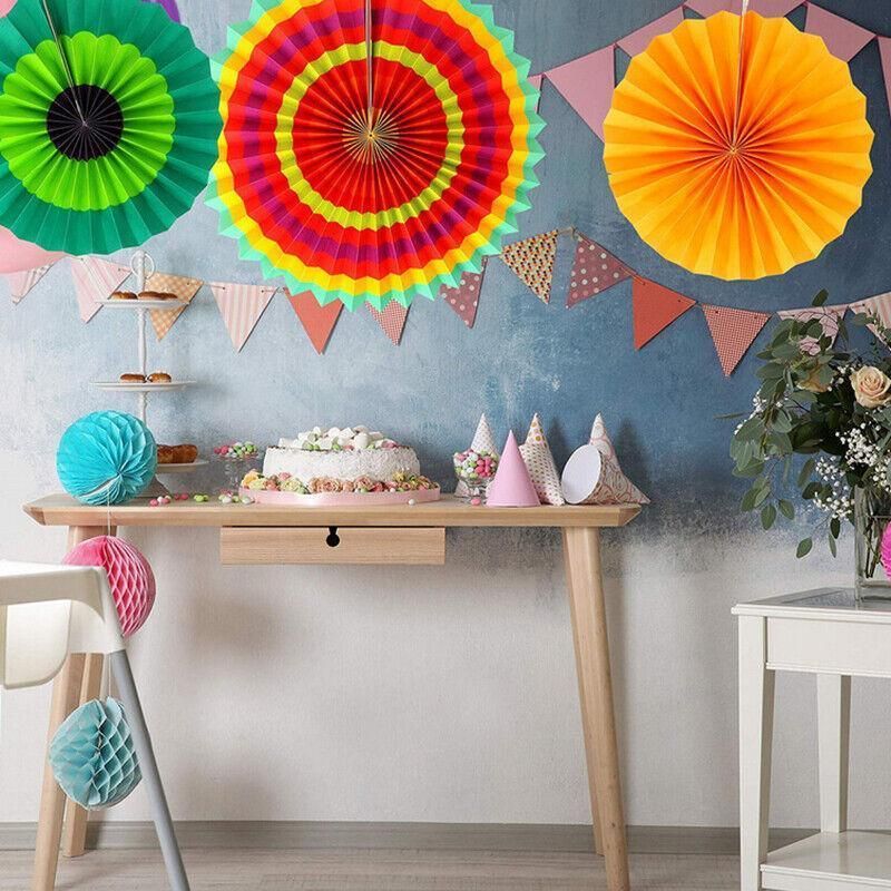 Colorful Paper Fans Party Decorations 6Pcs Mexican Fiesta Hanging Decor Birthday โ image 6