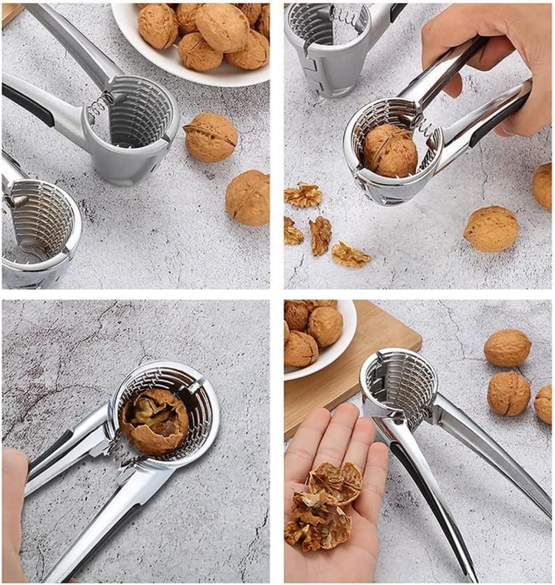 Nutcracker - Walnut Cracker - Multifunctional Nutcracker - Conical Nutcracker - Nutcracker Tongs - Non-slip Handle - For All Types of Nuts - Silver — image 4