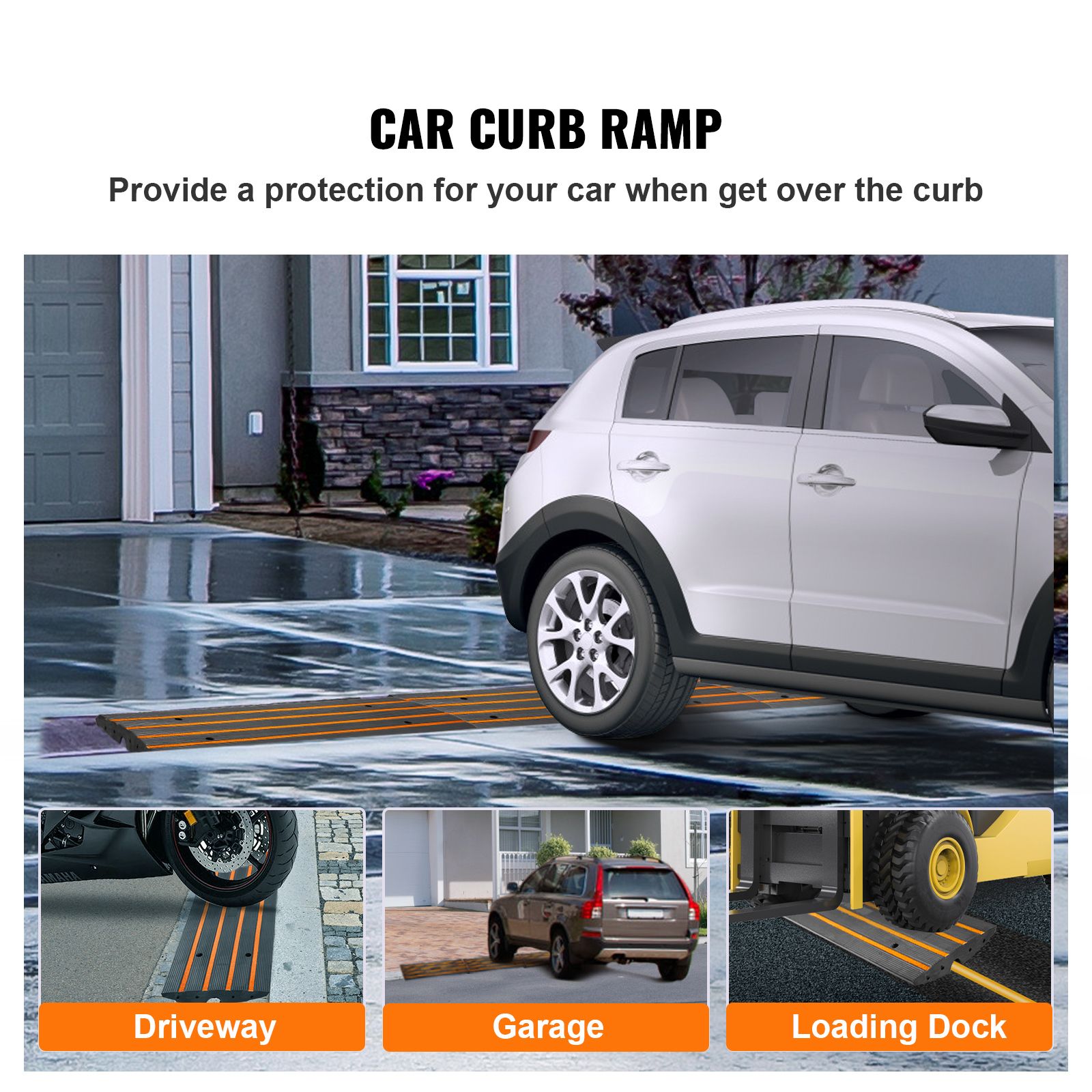 Curb Ramp, 2 Pack, 6.5 cm Rise, Rubber Driveway Ramps, Heavy Duty 15 tons Weight Capacity Threshold Ramp, Curbside Bridge Ramps for Loading Dock Garage โ image 2
