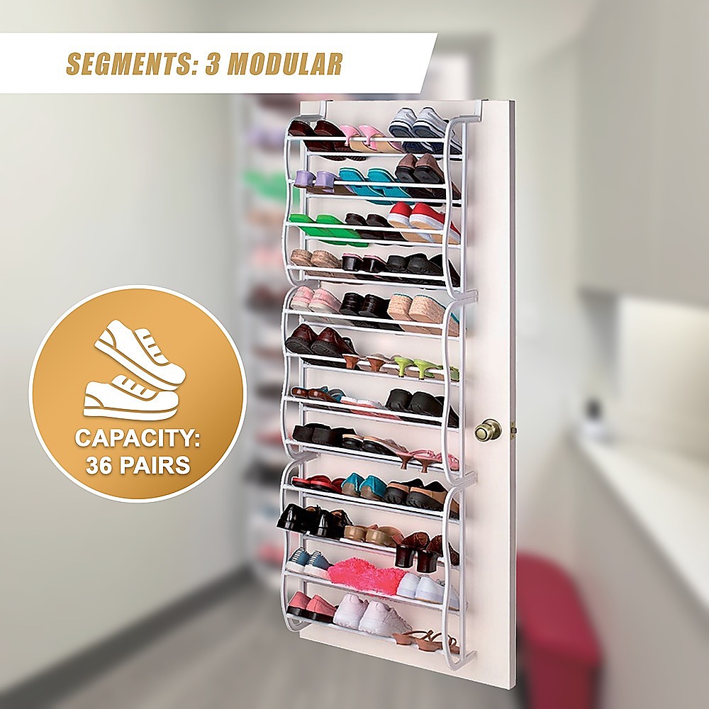 36 Pair Shoe Holder Organiser Over The Door Hanging Shelf Rack Storage Hook โ image 6