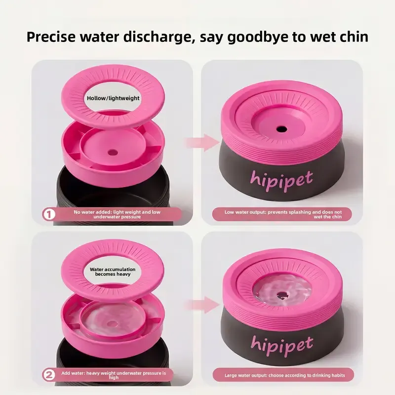 Pet Essential | Splash-Proof Non-Wet Mouth Water Bowl, Dogs and Cats Drink Freely and More Hygienically(Blackberry rose powder 1200ML) โ image 4