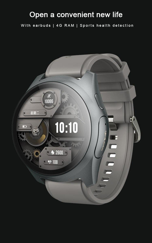 2-in-1 Smartwatch /Earphones & Charging Dock | 4GB MP3, Health Tracker | Titanium Grey | World’s First Patented — image 4