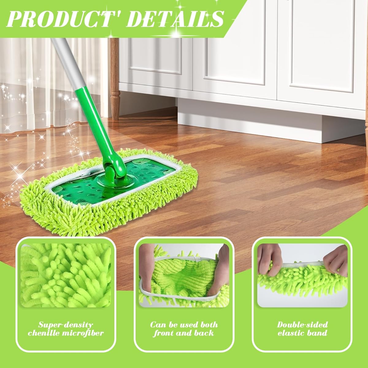 Microfiber Mop Refill Cloths for Swiffer Sweeper and Steam Mops, Reusable Washable Pads for Tile Floors — image 3