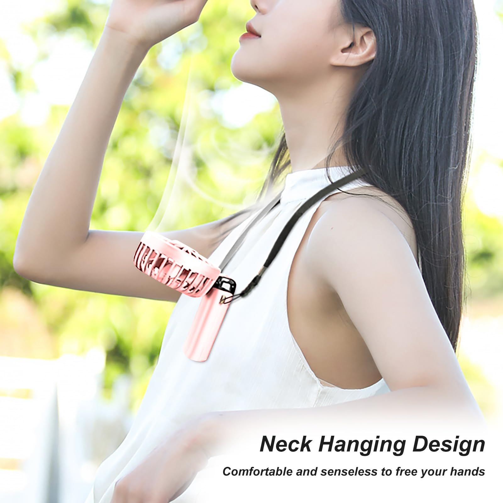Portable Handheld Fan, Type-C Rechargeable, 1200mAh Battery Operated Fan with LED Display, 90° Foldable — image 4