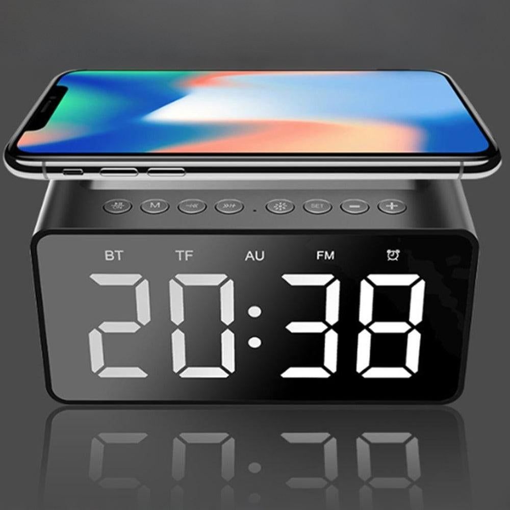 Wireless Charging Bluetooth Speaker with LED Digital Alarm Clock and FM Radio — image 3