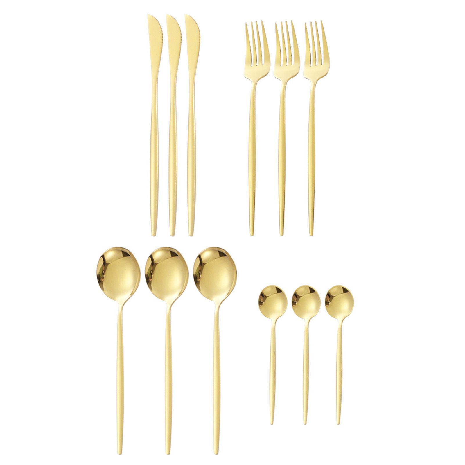 12Pcs Tableware Set Spoons Knives Forks Glossy 410 Stainless Steel Cutlery Set for Home Restaurant Gold โ image 4