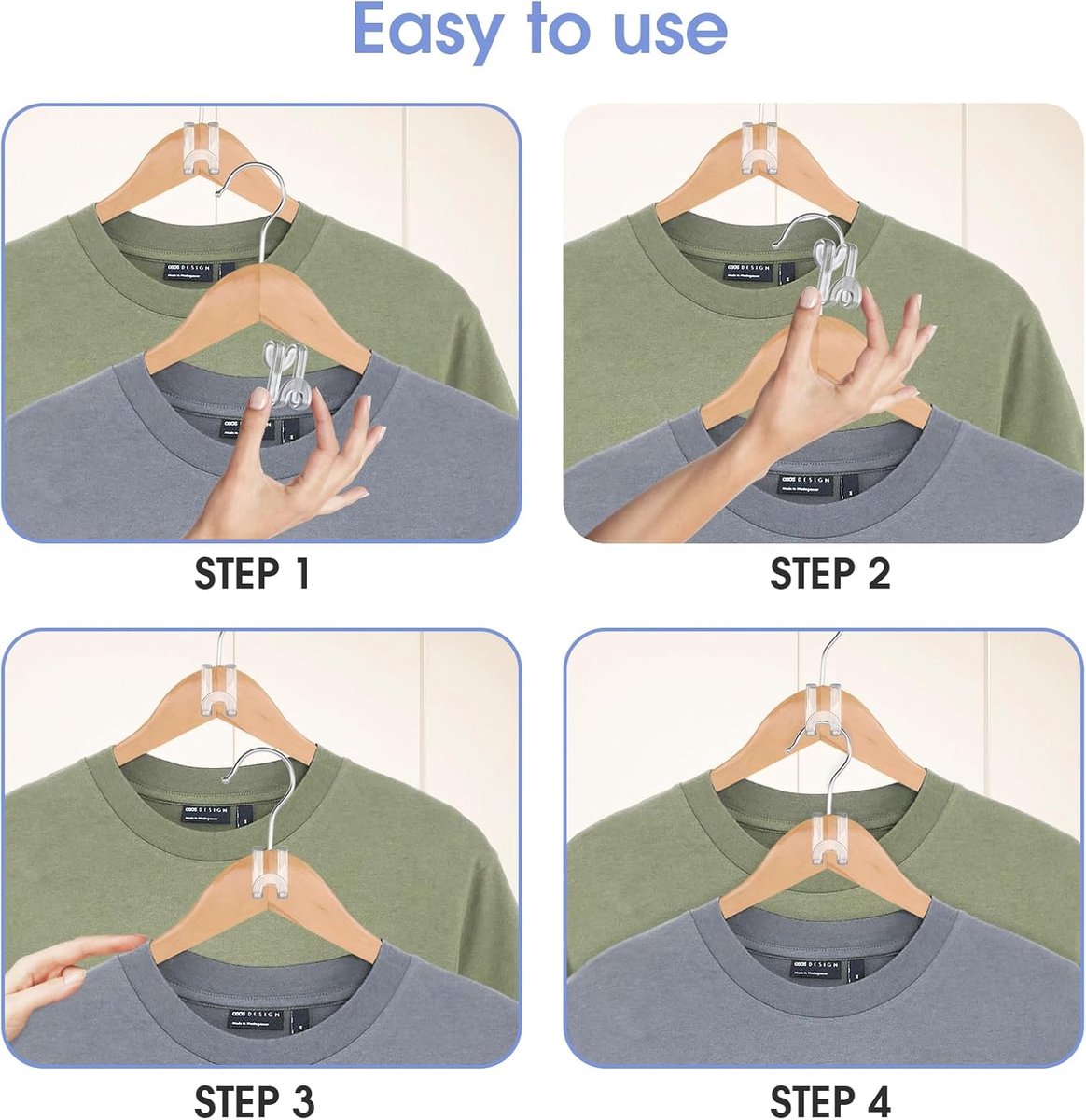 Hanger Hooks | Hooks - S-Hook Hangers - Transparent - 100 Pieces - Coat Hook - Space-Saving Hanger Connector Hooks - Plastic Hanger Connectors - Ideal for — image 6