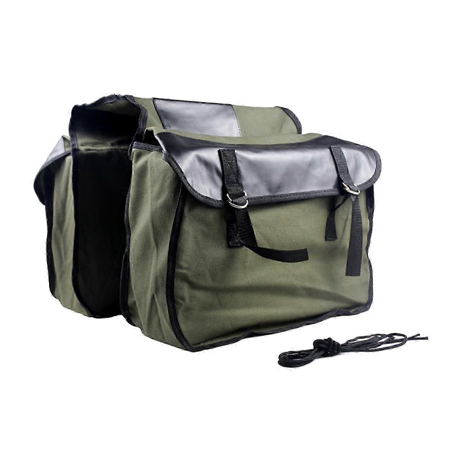 Double Side Bike Saddle Bag Cycling Bike Carrier Cargo Bag Storage Pouch Bike Trunk Bag Waterproof for Traveling Commuting - Army Green — image 3