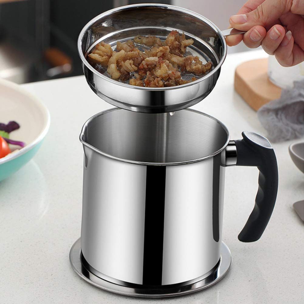 Stainless Steel Oil Filter Household Cooking Oil Storage Can with Fine Mesh Lid Cooking Oil Fat Separator for Storing Frying โ image 5
