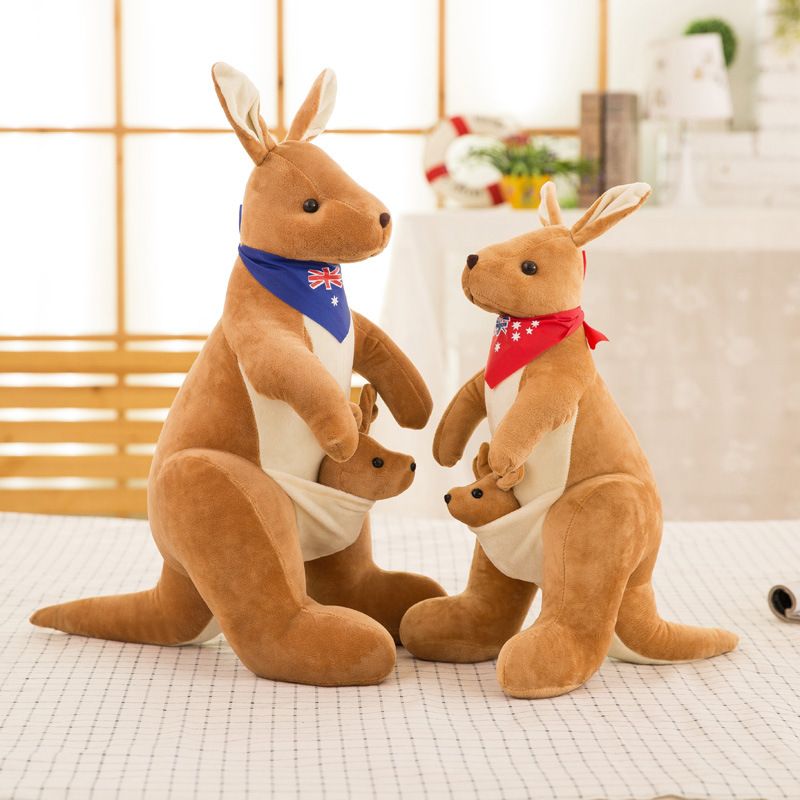Jue Bei Kangaroo Plush Toy 35cm Light Brown blue scarf 55cm โ image 6