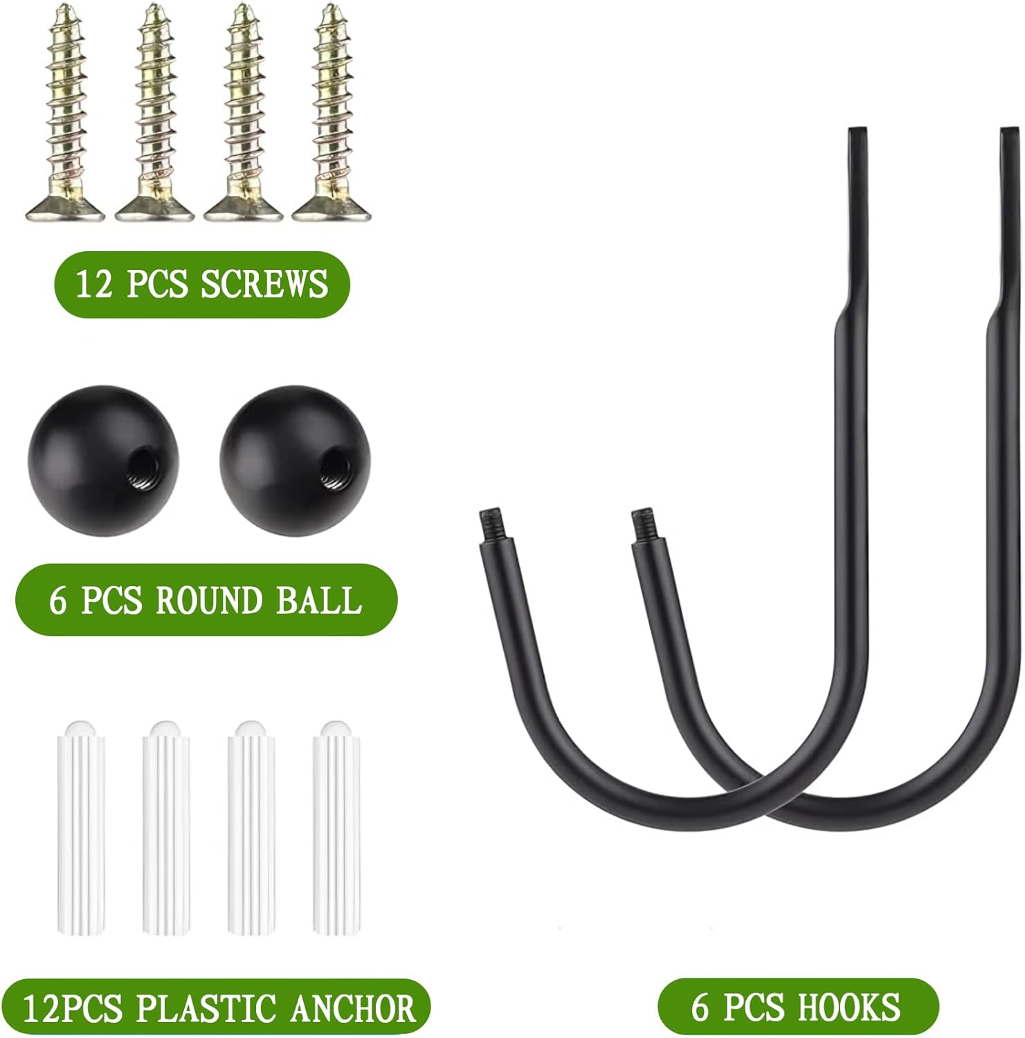 6 Pcs Curtain Holdbacks Curtain Tiebacks, U Shaped Curtain Hooks Wall Mount Window Curtain Holder (Black) โ image 4