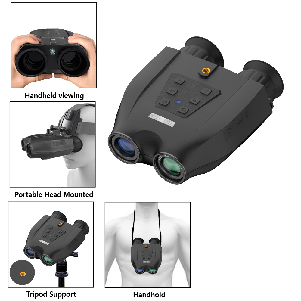 Black Professional HD Digital Night Vision Binoculars - 6X Optical Zoom, IR Illumination, Record 2.5K Video & 48MP Photos — image 3