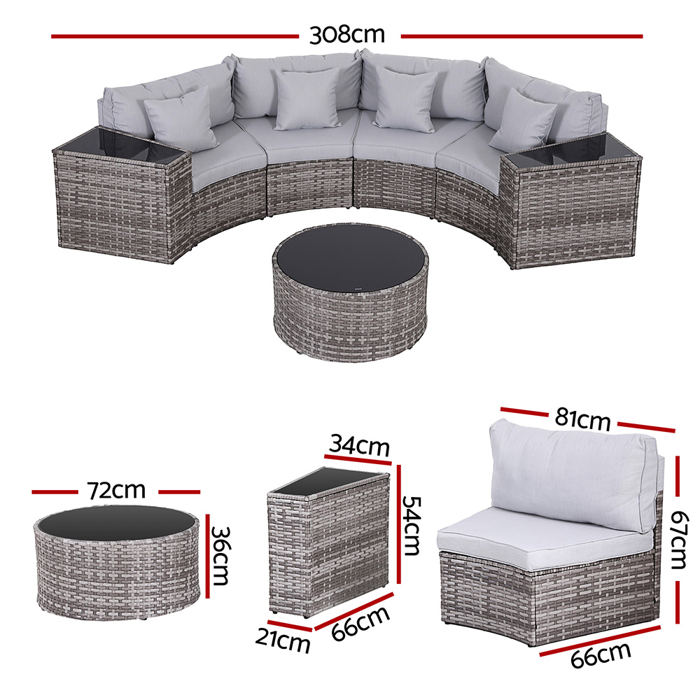 Gardeon 4 Seater Outdoor Sofa Set 7PCS Table Chair Set Garden Rattan Patio Furniture — image 2