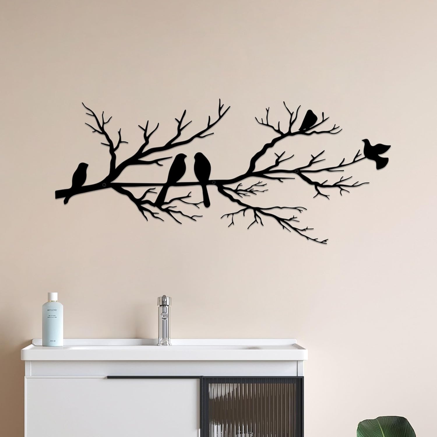 Black Metal Bird Wall Decor - Indoor/Outdoor Wall Accessory for Balcony Garden Living Room - Home Decoration Piece — image 2
