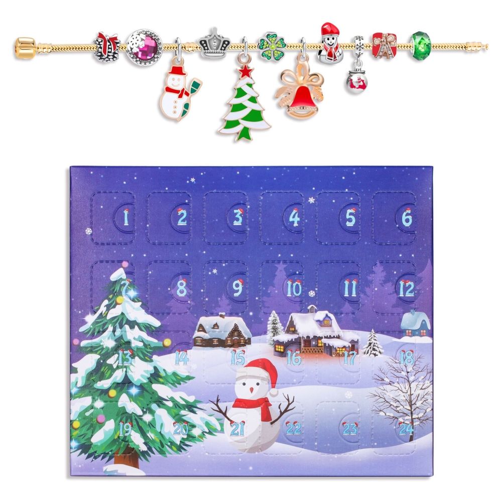 Christmas Advent Calendar DIY Charm Bracelet Making Kit for Kids 24 Days Christmas Countdown Calendar Jewelry Gifts for Girls — image 3