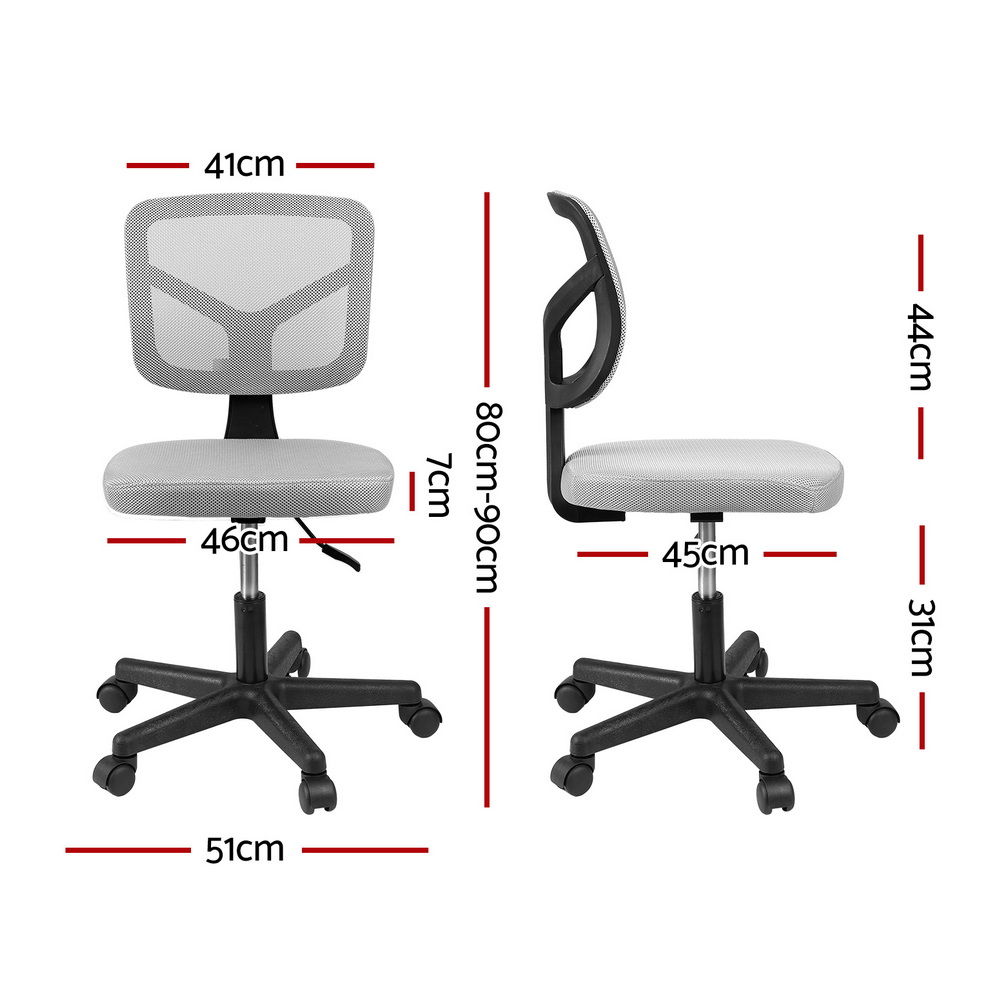 Artiss Armless Office Chair with Wheels, Ergonomic 360° Swivel Home Office Desk Chair, Height Adjustable Computer Task Chair with Fabric Back and Seat for — image 2
