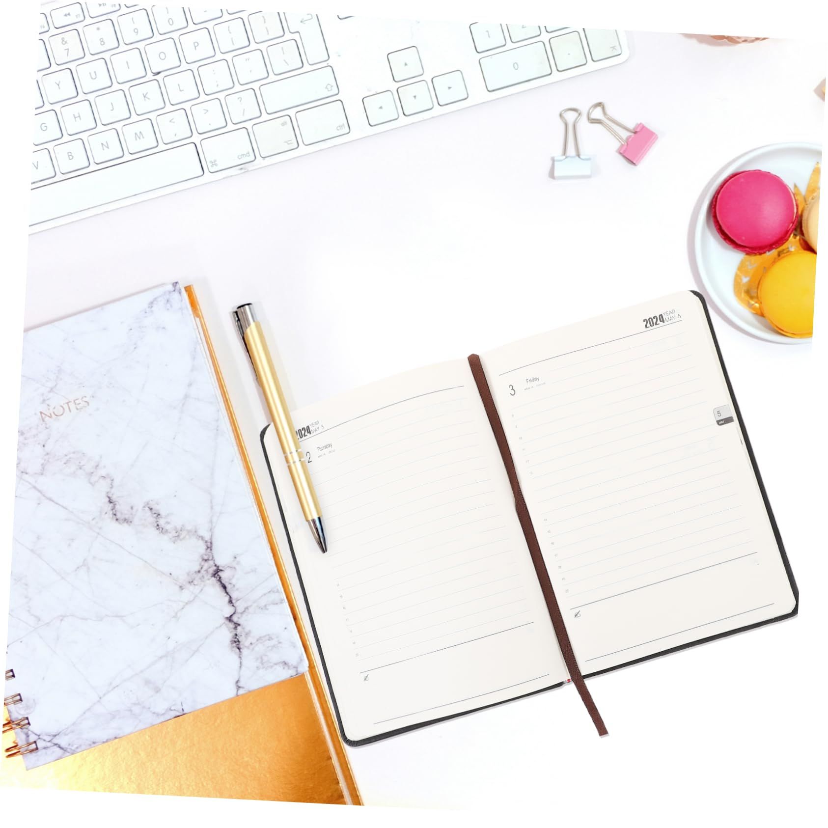 Notebook Journal for Men Women, 2024 Weekly Monthly Yearly Planner Agendas Notepads with Elastic Band Closure and Leather Cover โ image 4