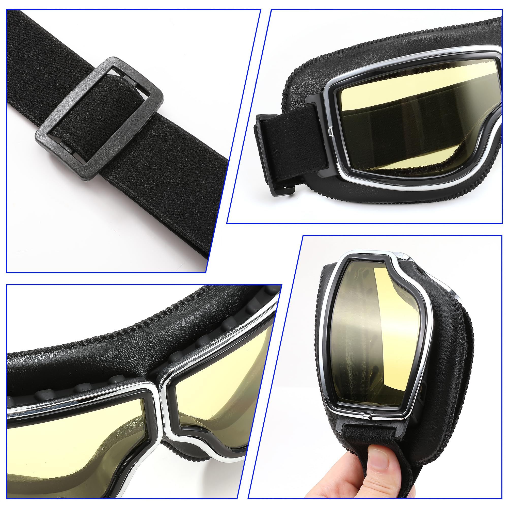 Motorcycle Goggles Vintage Anti Fog Pilot Style Leather Riding Glasses Safety Sport Motorcycle goggles โ image 5